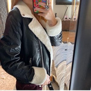 Leather & fur jacket